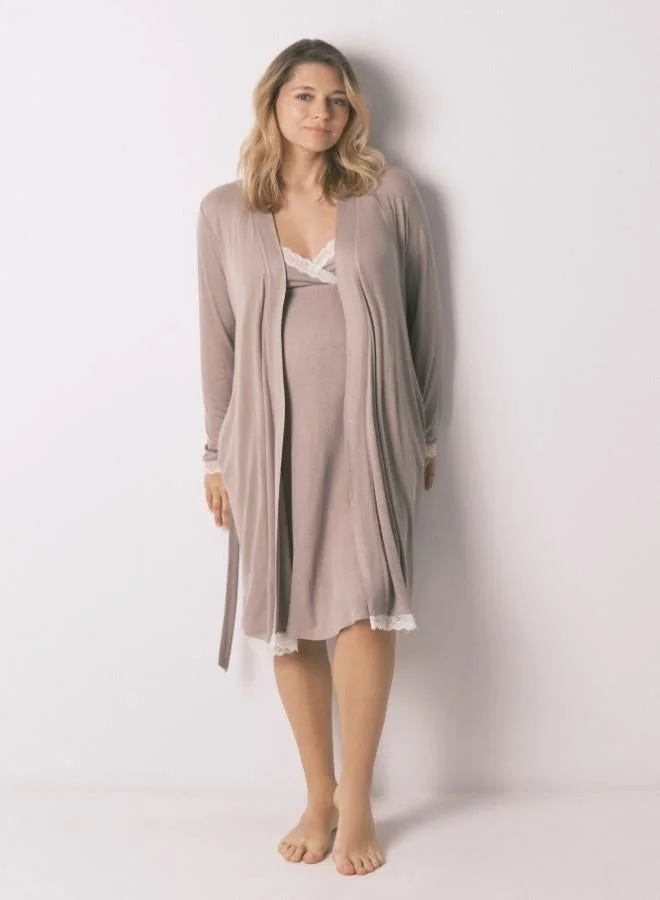 women'secret Grey maternity belted robe